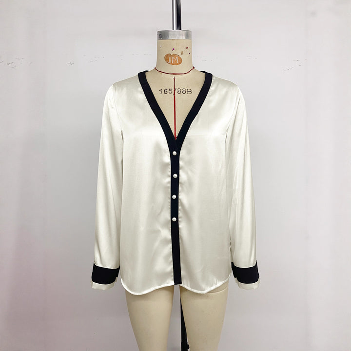 Damen Elegante Bluse mit Kontrastkanten Echo Archiv
