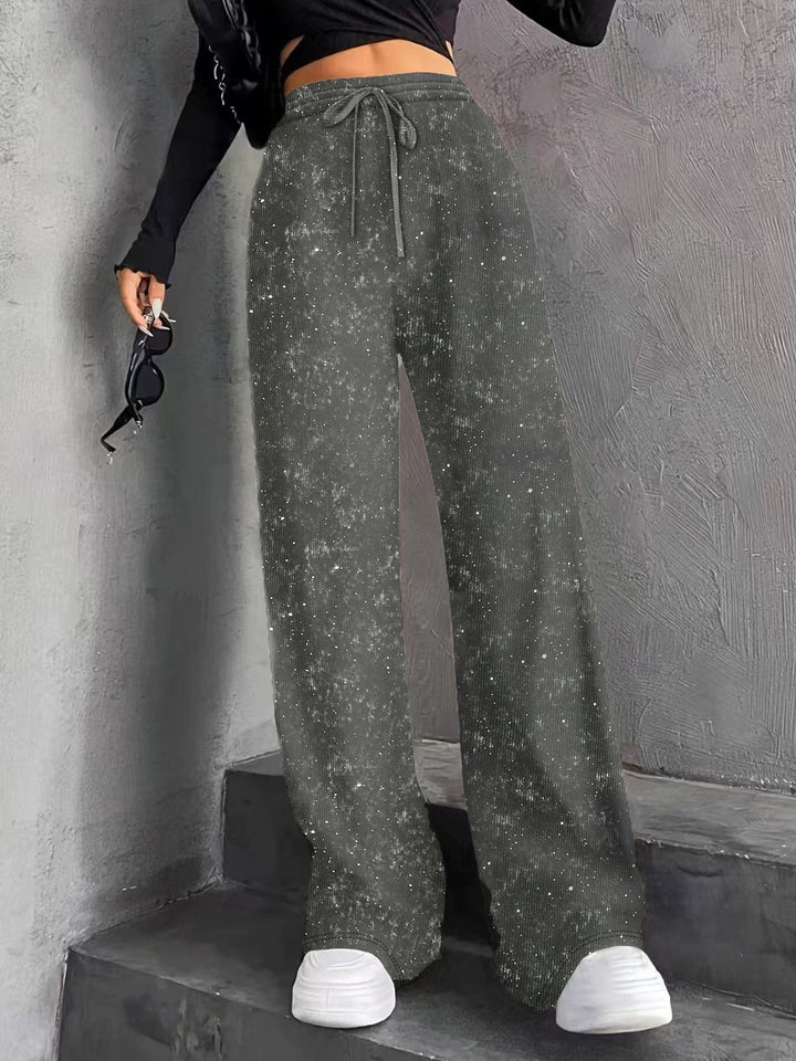 Damen weite Strickhose mit hochgeschnittenem Bund und Kordelzug – Avélisse