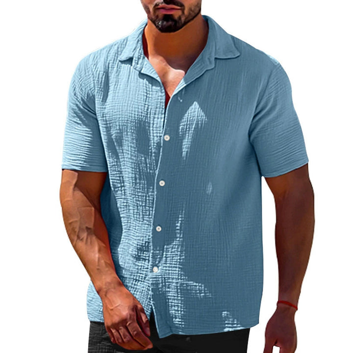 Herren Kurzarmhemd mit lässiger Struktur und modernen Knopfdetails Echoarchiv