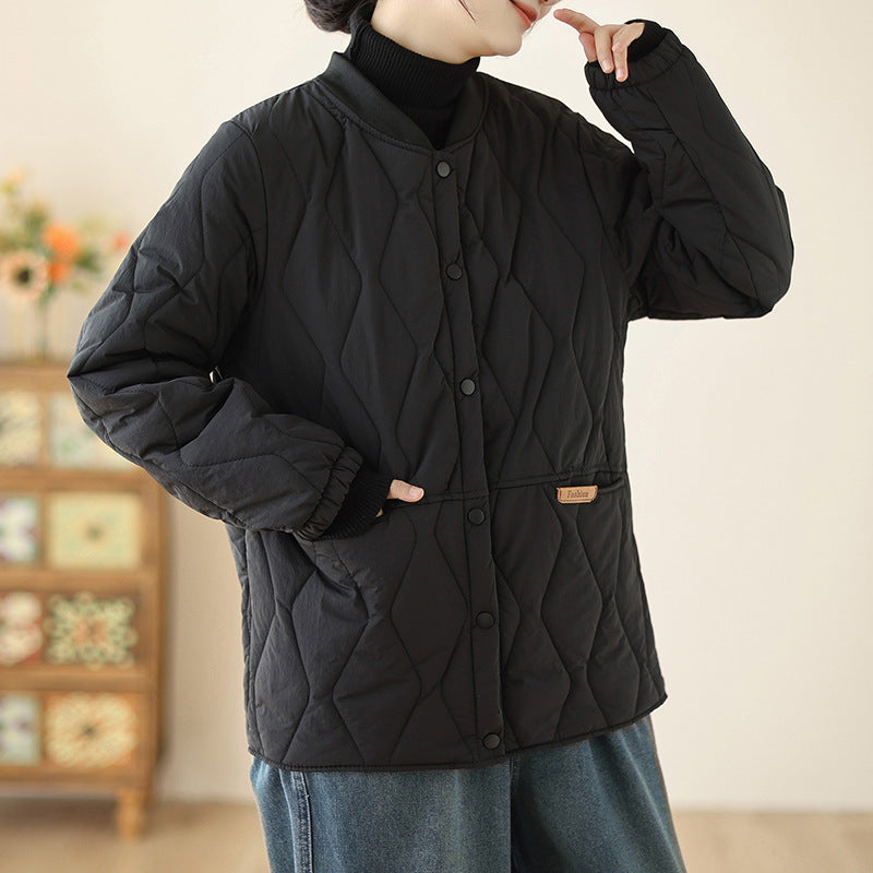 Damen leichte wattierte Übergangsjacke mit oversized Schnitt, elastischen Ärmelbündchen und verdeckter Druckknopfleiste – Célinea