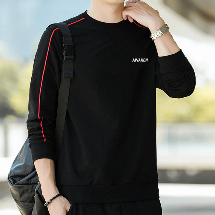 Herren Crewneck‑Sweatshirt mit Kontrastpaspel und schmaler Silhouette – Marzano