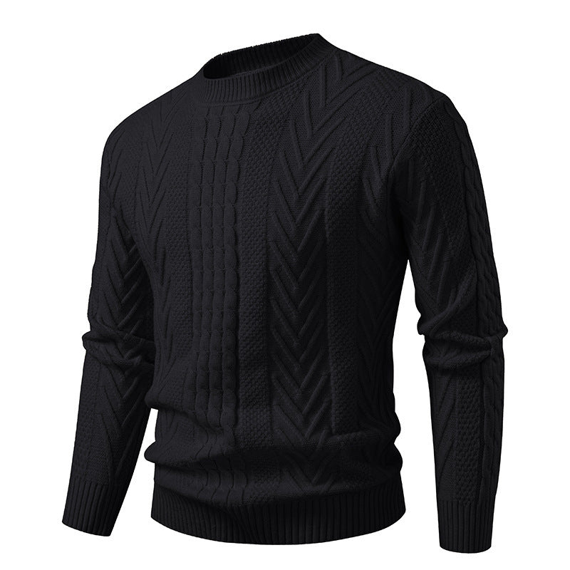 Herren Grobstrickpullover mit Zopfmuster und Rundhalsausschnitt Echoarchiv