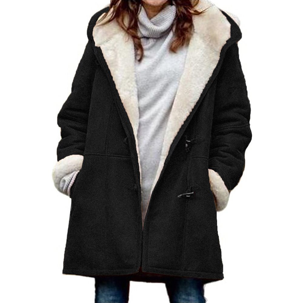 Damen Teddygefütterter Dufflecoat mit Kapuze, Kunstfell-Innenfutter und Knebelverschlüssen Echo Archiv