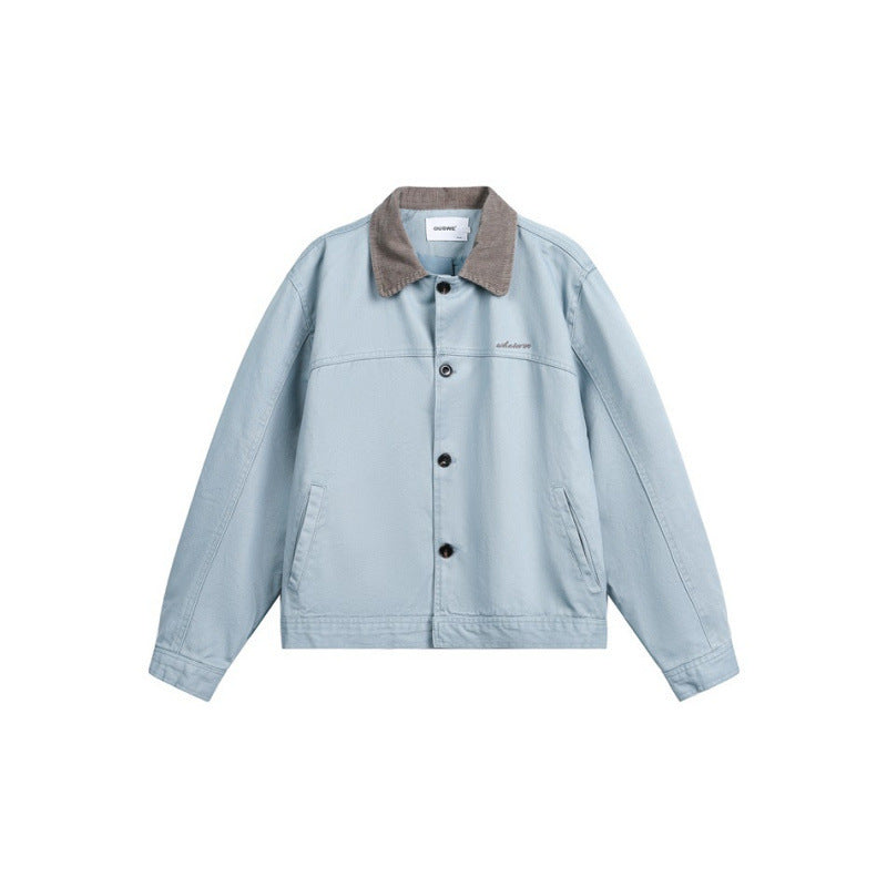 Herren Boxy-Canvas-Jacke mit Cordkragen und verdeckter Knopfleiste Echo Archiv