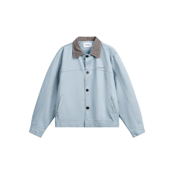 Herren Boxy-Canvas-Jacke mit Cordkragen und verdeckter Knopfleiste Echo Archiv