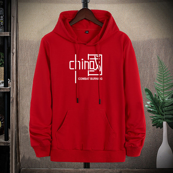 Herren lässiges Kapuzen‑Sweatshirt mit Kängurutasche und Statement‑Print – Cavarno