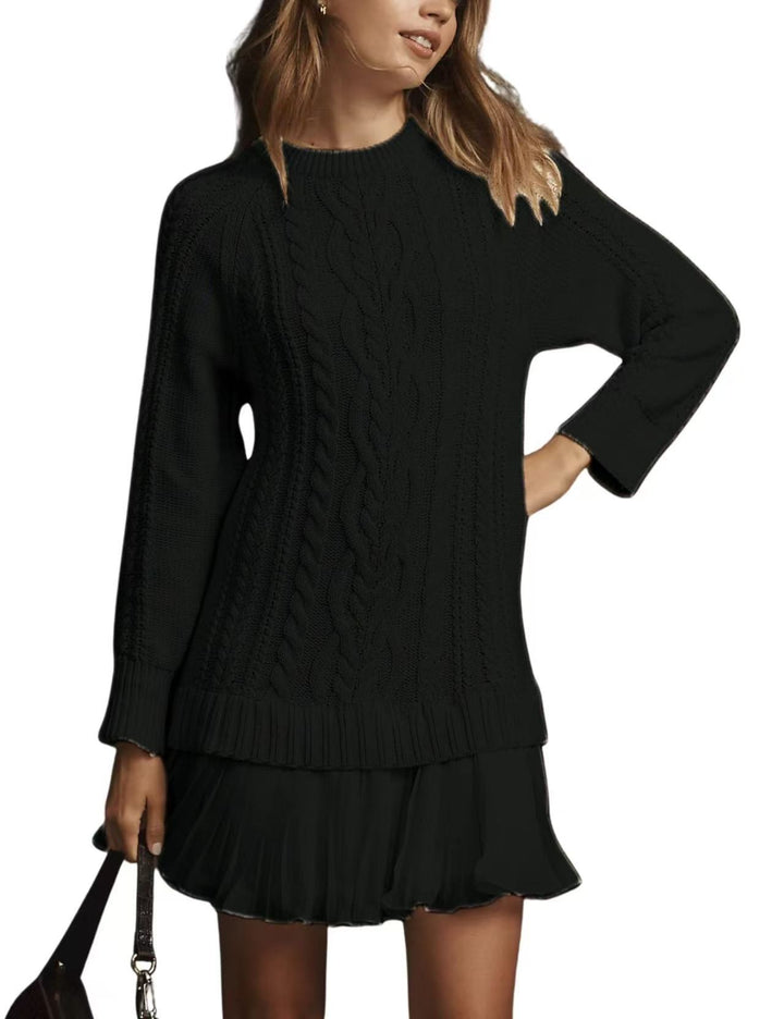 Damen nan Kabelstrick-Pullover mit Tunika-Schnitt, Zopfmuster und Rippbündchen Echo Archiv
