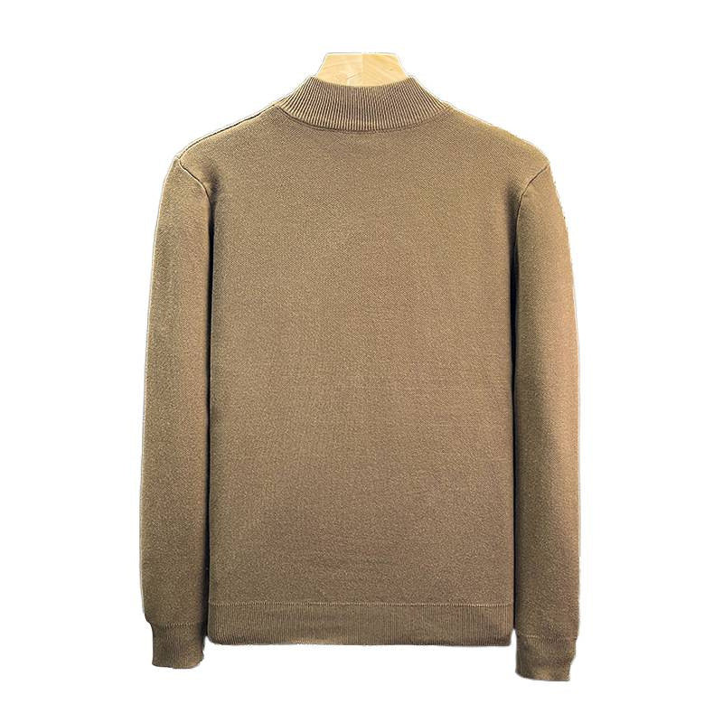 Herren Feinstrick-Pullover mit kurzem Stehkragen und geometrischem Intarsia-Design Echoarchiv