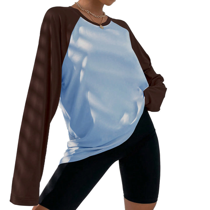 Damen oversized Raglan-Langarmshirt mit weitem Glockenärmel lässiger Silhouette und sportiver Crew-Neck – Avérine