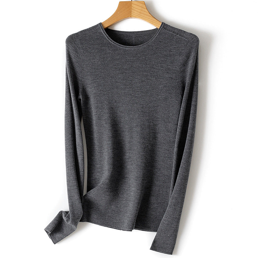 Damen Feiner Feinstrickpullover mit Rundhalsausschnitt und figurnaher Silhouette Echoarchiv