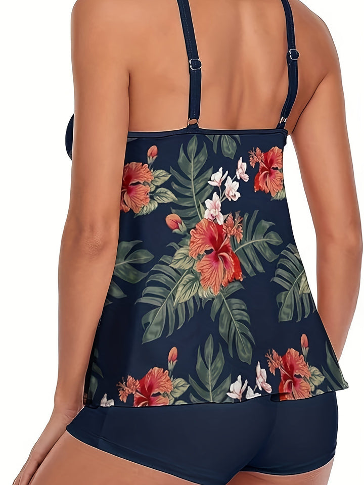 Damen Tankini mit floralen Mustern und verstellbaren Trägern Echo Archiv