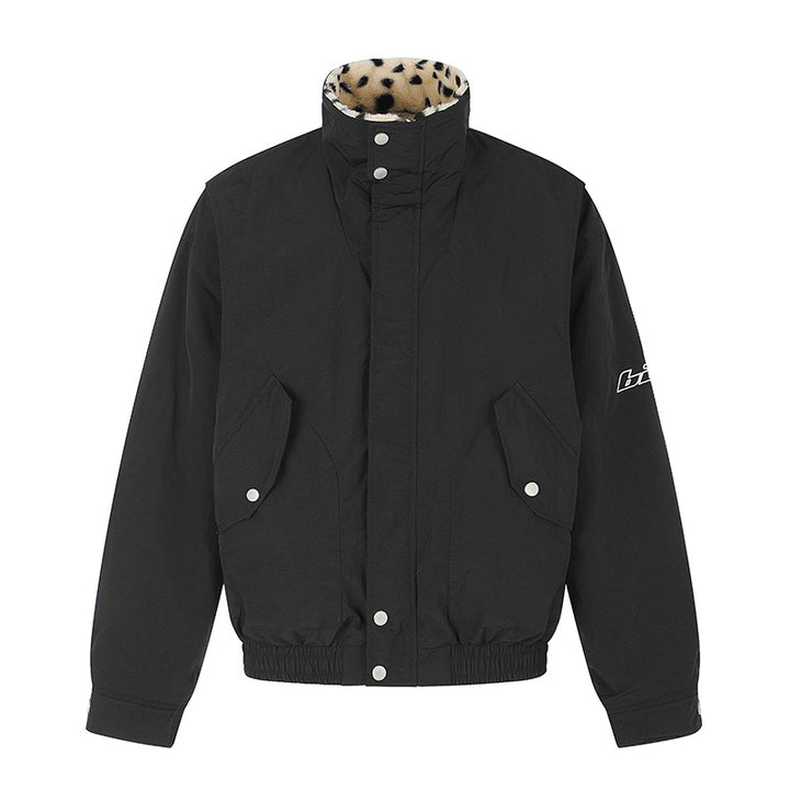 Damen Wattierte Blousonjacke mit Stehkragen und Leo‑Futter Echoarchiv