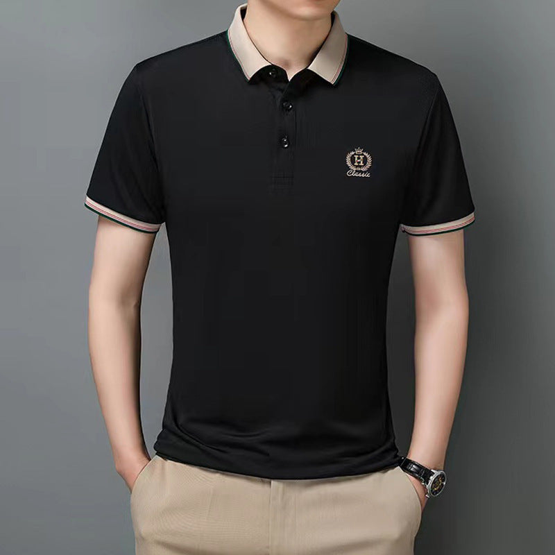 Herren Poloshirt mit atmungsaktivem Gewebe und elegantem Kontrastkragen Echoarchiv