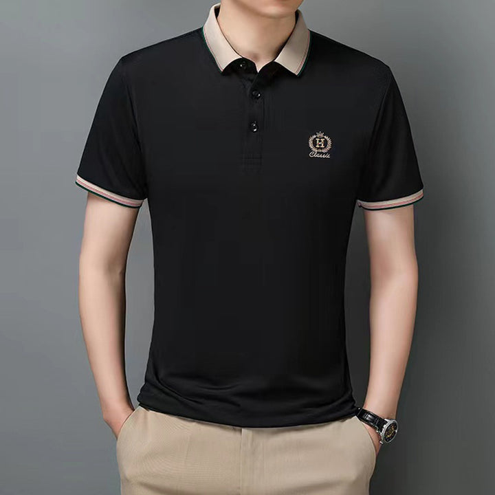 Herren Poloshirt mit atmungsaktivem Gewebe und elegantem Kontrastkragen Echoarchiv