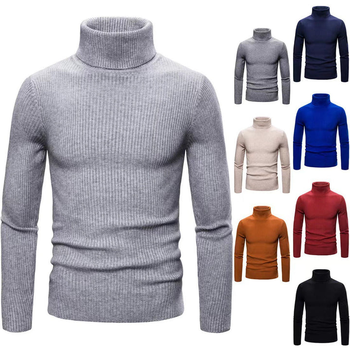 Herren hochwertiger Rollkragenpullover aus feinem Rippstrick Echoarchiv