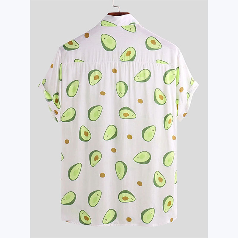 Herren Kurzarmhemd mit frischem Avocado-Muster Echoarchiv