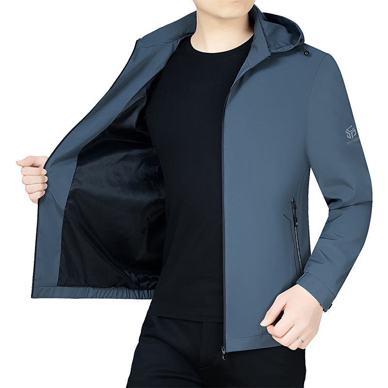 Herren Leichte Kapuzenjacke im urbanen Travel-Style mit Dreiviertelärmeln – Taviero