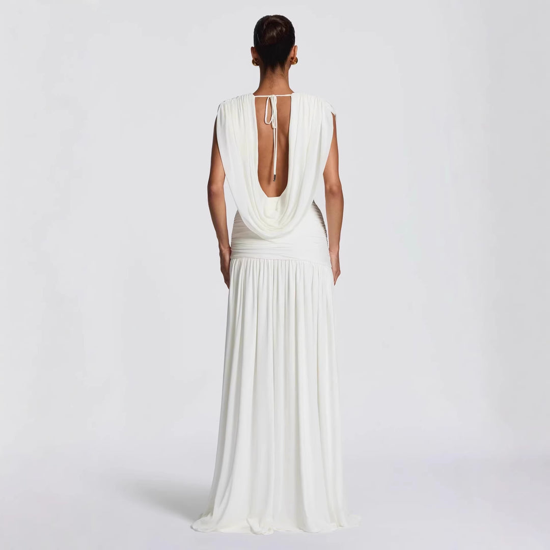 Damen Elegantes tief ausgeschnittenes Abendkleid mit Raffung Echo Archiv