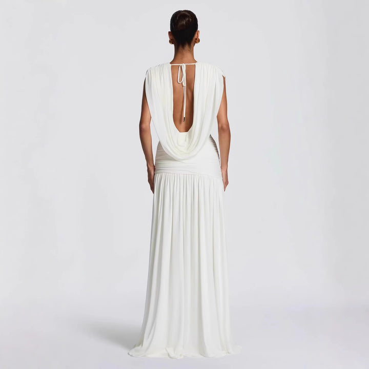 Damen Elegantes tief ausgeschnittenes Abendkleid mit Raffung Echo Archiv
