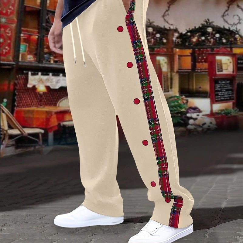 Herren Bequeme Sporthose mit Knopfleiste und Karo-Design Echoarchiv