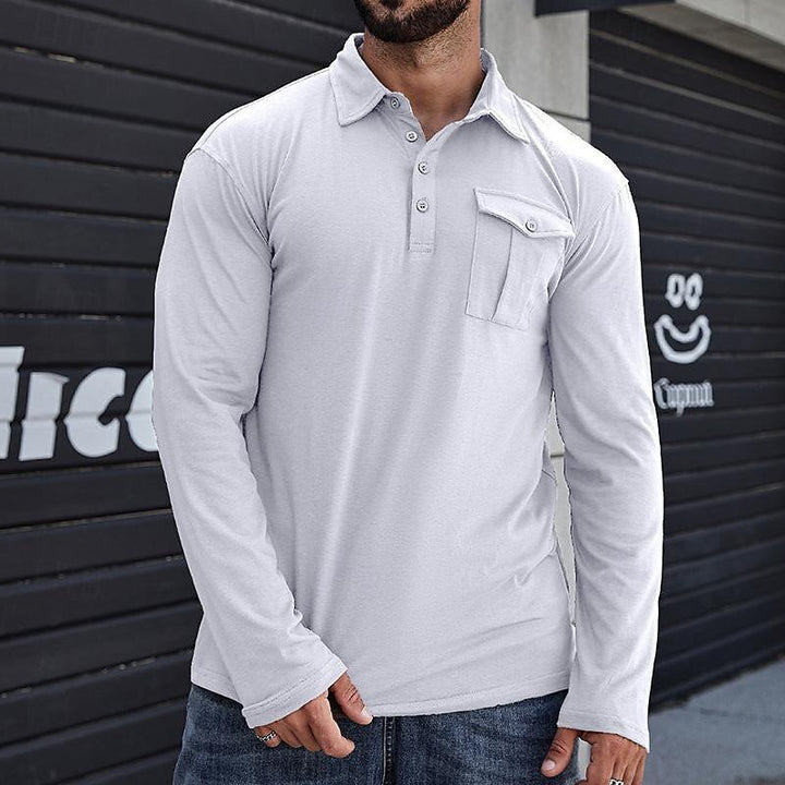 Herren Langarm Poloshirt mit praktischer Brusttasche und modernem Schnitt Echoarchiv