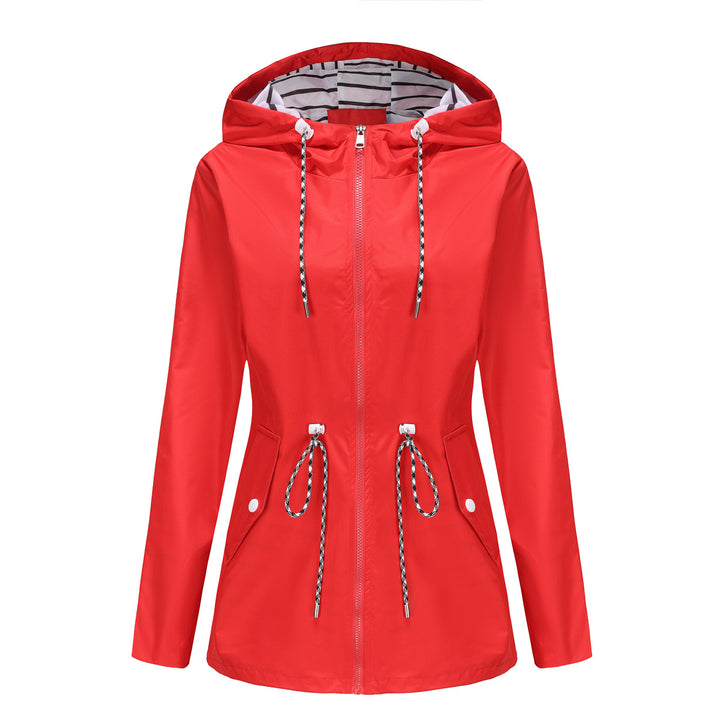 Damen nan leichte wasserdichte Parka Regenjacke mit Taillen-Kordelzug Echo Archiv