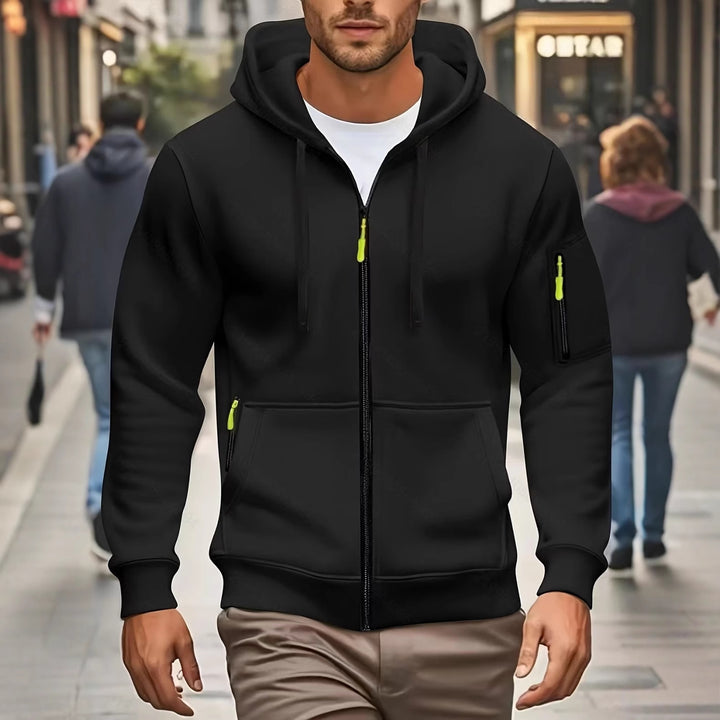 Herren nan funktionale Kapuzenjacke mit durchgehendem Reißverschluss, Ärmeltasche und elastischen Bündchen Echo Archiv