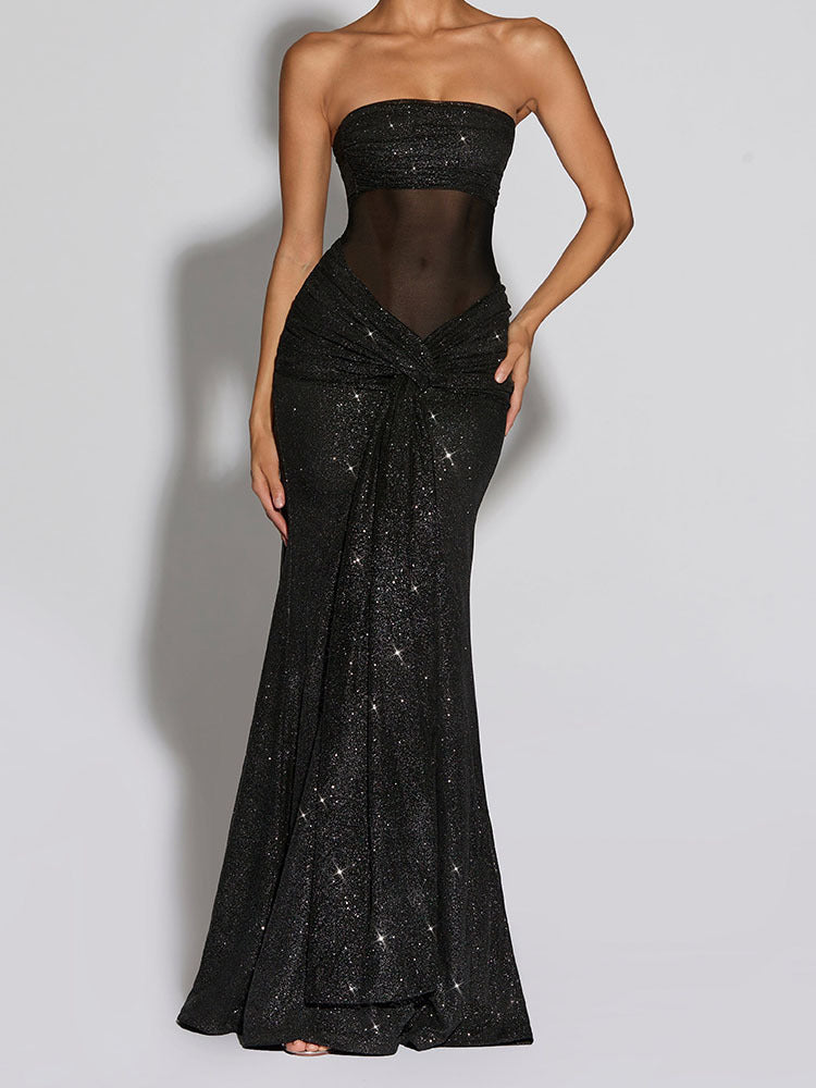 Damen Glamouröses Abendkleid mit schimmerndem Obermaterial Echo Archiv