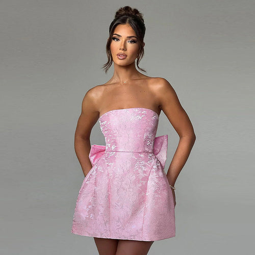 Damen schulterfreies Cocktailkleid mit elegantem Schleifendetail Echo Archiv