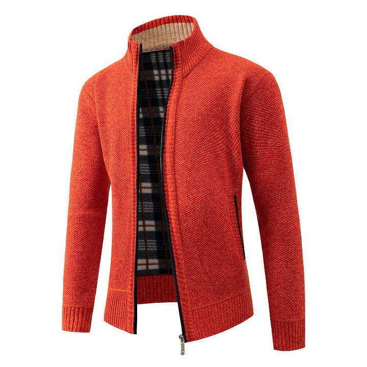 Herren elegante Strickjacke mit hohem Kragen und praktischem Reißverschluss Echoarchiv