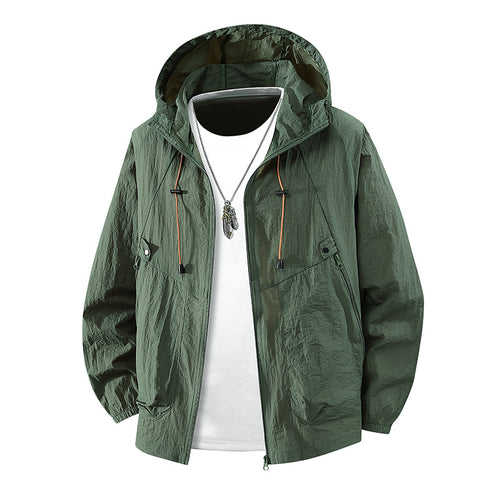 Herren Leichte Wanderjacke mit verstellbarer Kapuze