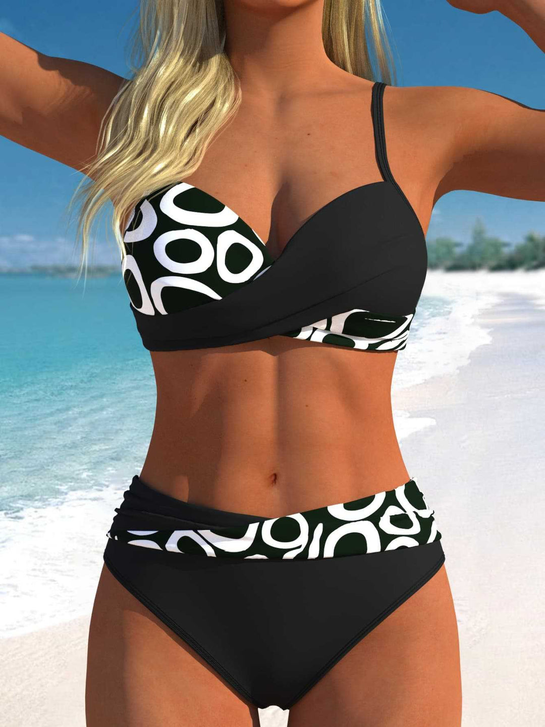 Damen Bikini-Set mit verführerischem Wickeldesign und hübschem Muster Echo Archiv