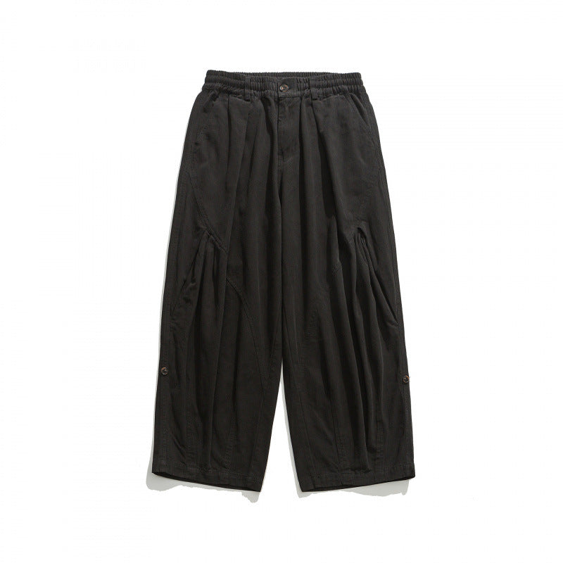 Unisex Weite Plissee-Culottehose mit elastischem Bund, tiefen Eingrifftaschen und legerer 3/4‑Länge Echo Archiv
