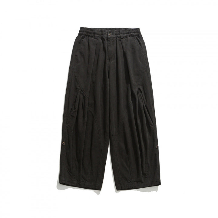 Unisex Weite Plissee-Culottehose mit elastischem Bund, tiefen Eingrifftaschen und legerer 3/4‑Länge Echo Archiv