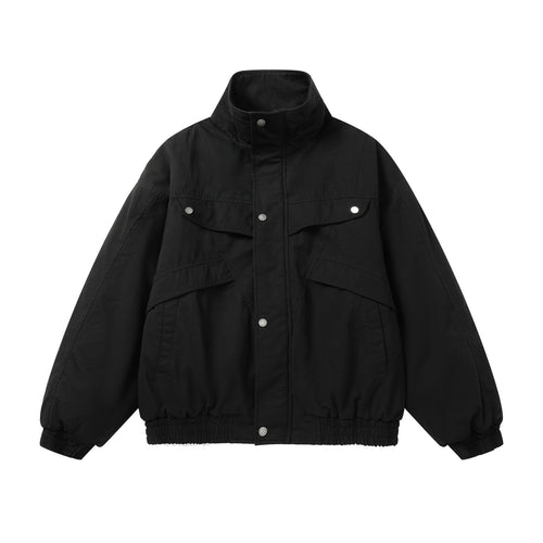 Unisex Boxy‑Fieldjacke mit hohem Stehkragen und Utility‑Taschen Echoarchiv