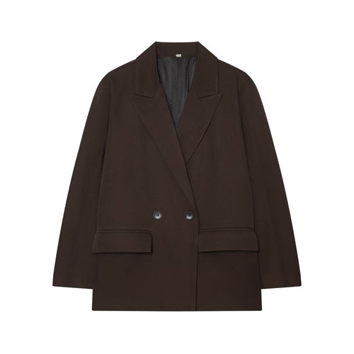 Damen Doppelreihiger Boxy-Blazer aus Webstoff mit fallendem Revers und Pattentaschen Echoarchiv