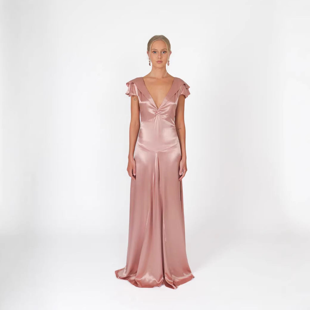 Damen Elegante und fließende Satin-Jumpsuit Echo Archiv
