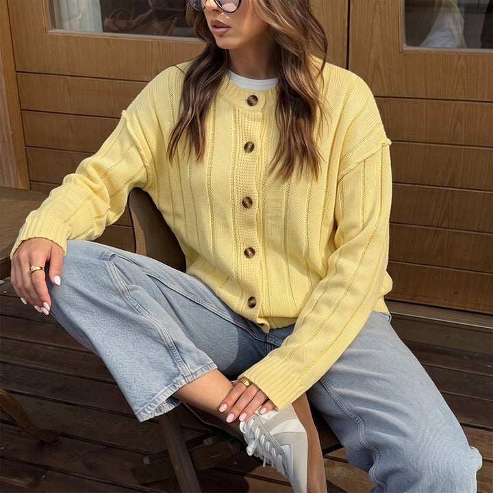 Damen Strickjacke mit Knöpfen und Rippstruktur Echo Archiv