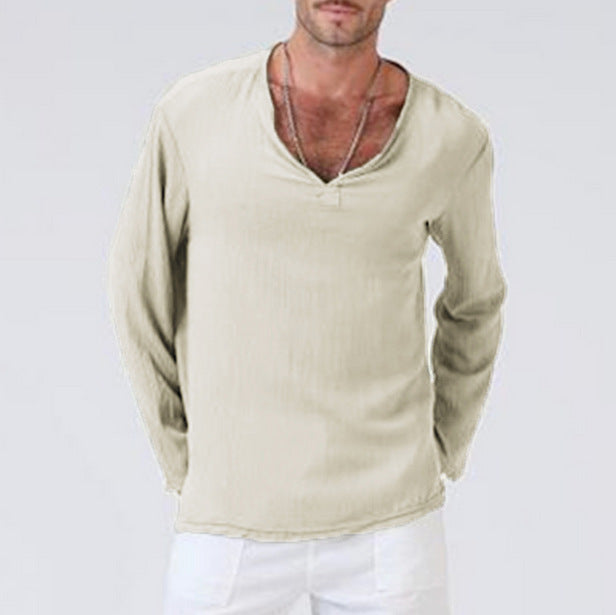 Herren Langarmshirt mit v-ferner Ausschnitt und lässigem Schnitt Echoarchiv