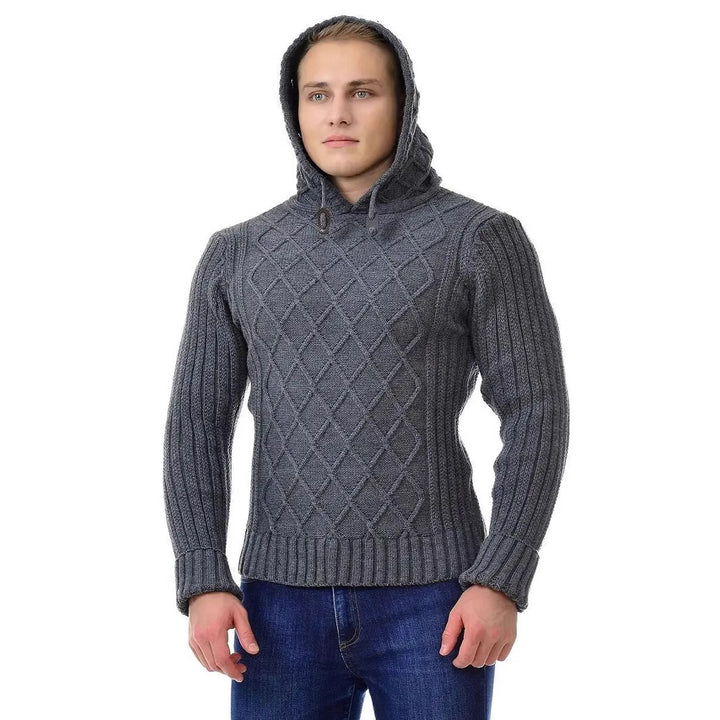Herren kuscheliger Strickpullover mit Kapuzendetails Echoarchiv