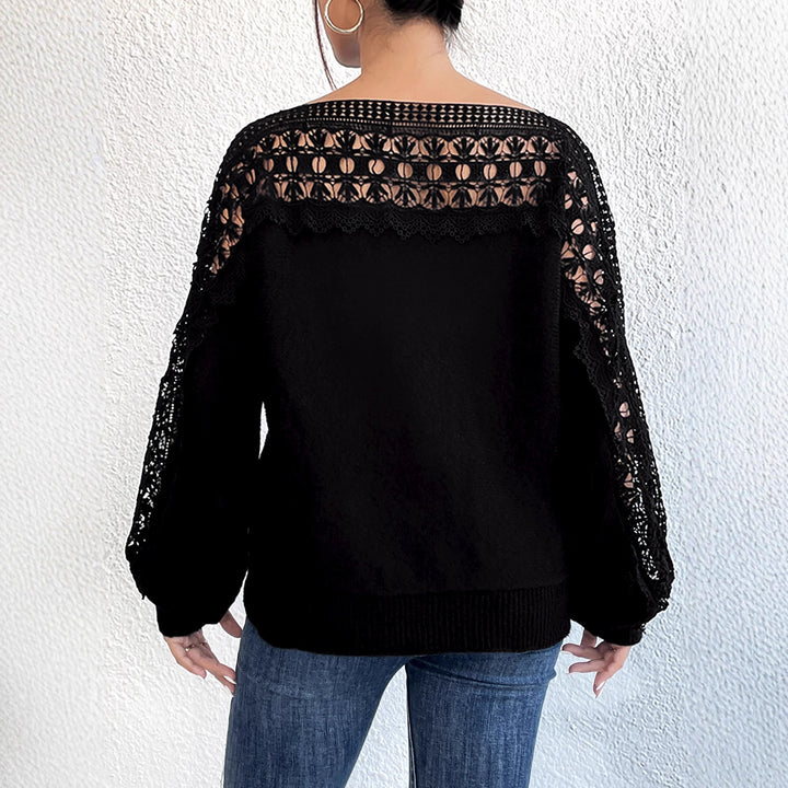 Damen lässiger Pullover mit einzigartigem Häkel-Ausschnitt Echo Archiv