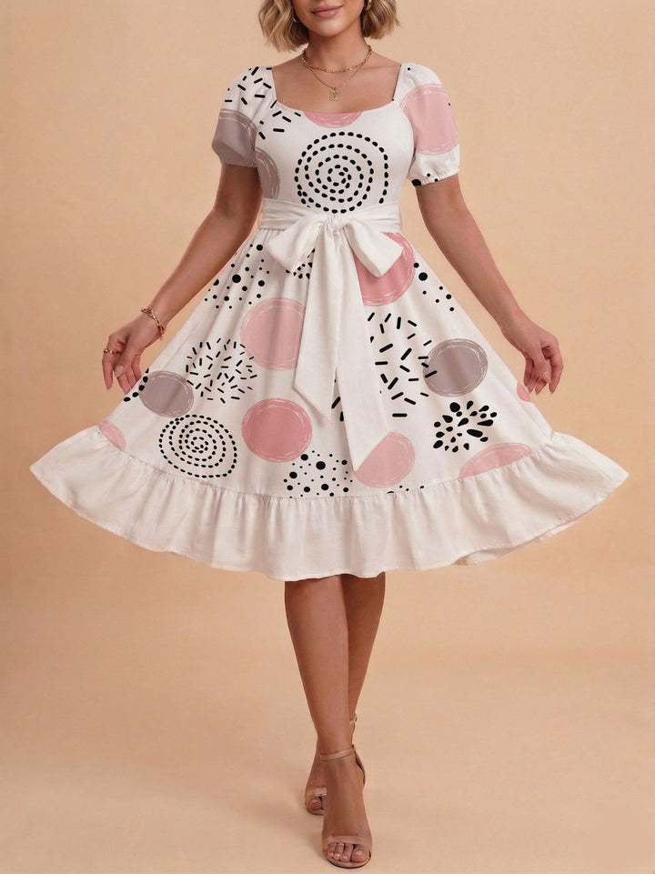 Damen Verspieltes Maxikleid mit Bärenmuster und taillierbarem Band Echo Archiv