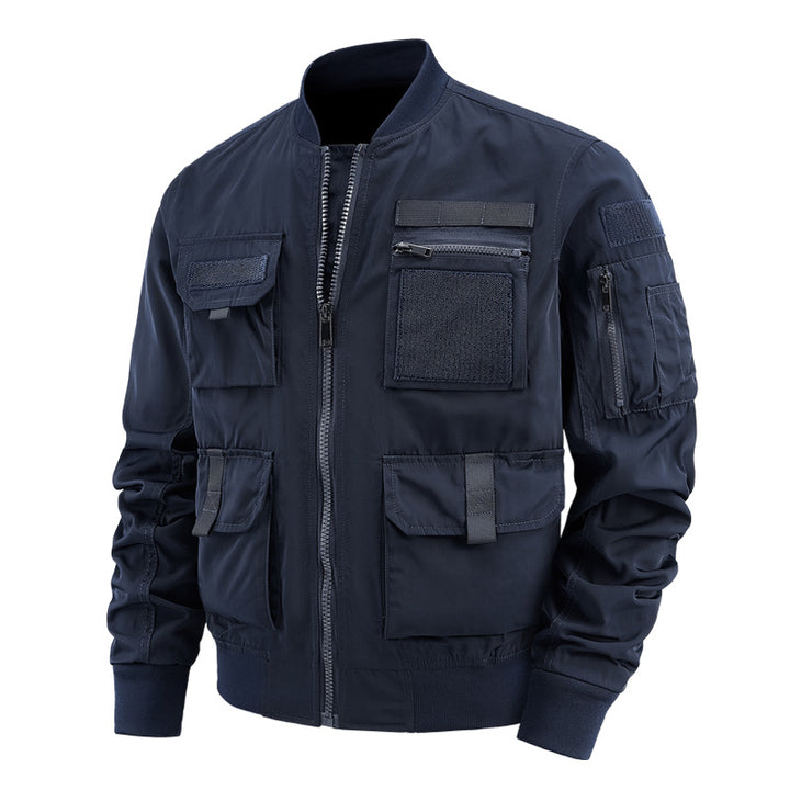 Herren Taktische Bomberjacke mit Multifunktionstaschen und Reißverschluss – Brevano