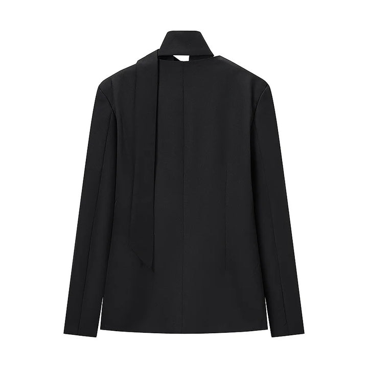 Damen taillierter Blazer mit Schalkragen-Schleife und V-Ausschnitt – Valéne