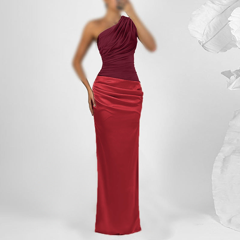 Damen elegantes Maxikleid mit asymmetrischem Oberteil und fließendem Saum Echo Archiv