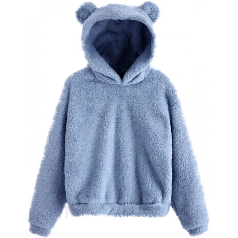 Damen Kuscheliger Teddy-Fleece-Hoodie mit Bärenohren und Oversize-Passform Echo Archiv