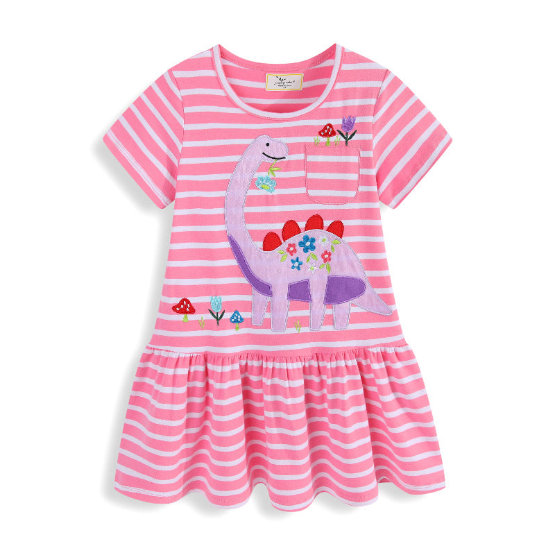 Mädchen Freizeitkleid mit verspieltem Dinosaurier-Motiv und Rüschensaum Echo Archiv