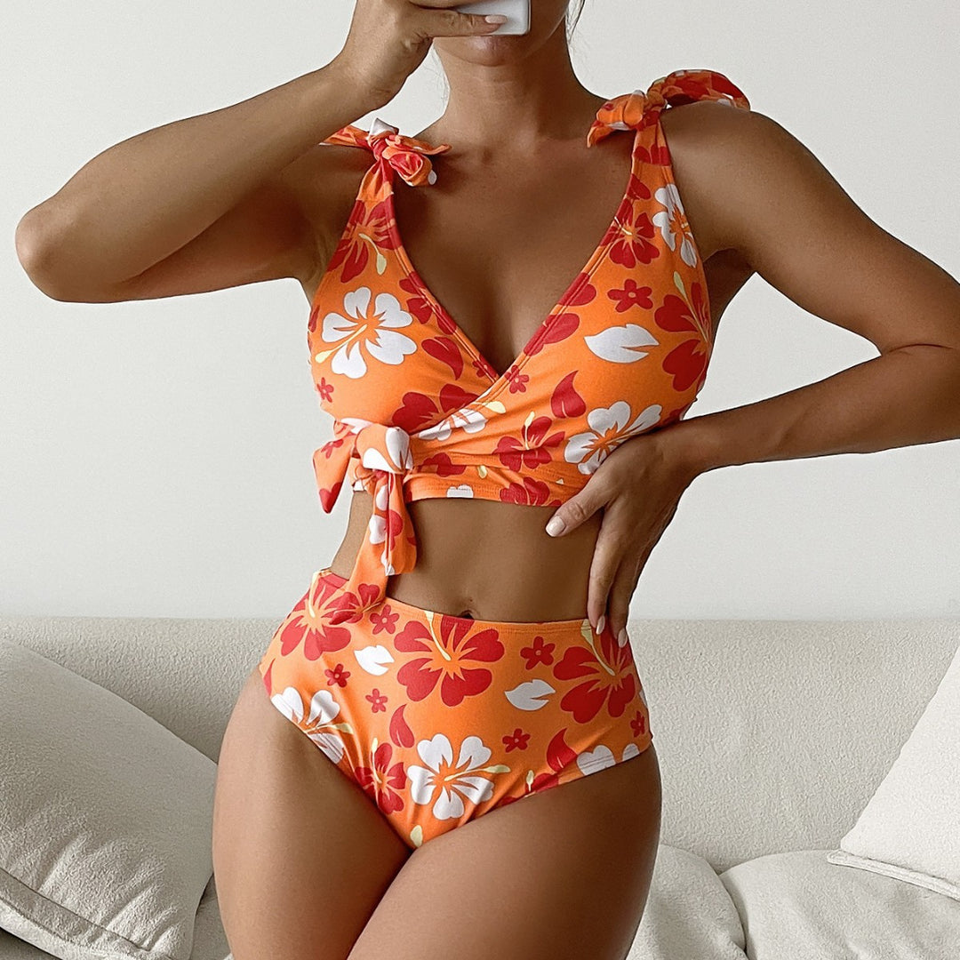 Damen Hochtaillierter Blumen-Bikini-Set Echo Archiv