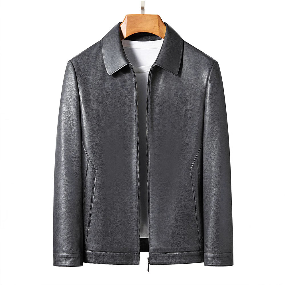 Herren modische und elegante Kunstlederjacke mit praktischen Reißverschlusstaschen Echoarchiv