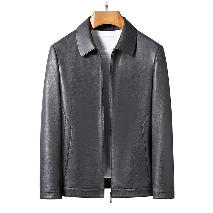 Herren modische und elegante Kunstlederjacke mit praktischen Reißverschlusstaschen Echoarchiv